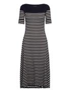 Striped Cotton Midi Dress Navy Lauren Ralph Lauren