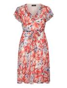 Floral Georgette Flutter-Sleeve Dress Orange Lauren Ralph Lauren