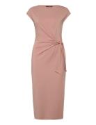 Tie-Front Jersey Boatneck Midi Dress Pink Lauren Ralph Lauren