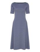 Striped Stretch Cotton Midi Dress Blue Lauren Ralph Lauren