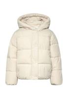 Hooded Liner Quilted Coat Cream Mango
