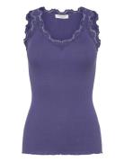 Rwbeatha Sl V-Neck Lace Top Purple Rosemunde
