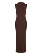 Veneda High Neck Maxi Dress Brown Bardot