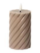 Spiralled Led Pillar Candle Brown C'est Bon