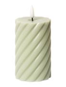 Spiralled Led Pillar Candle Green C'est Bon