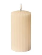 Striped Led Pillar Candle Beige C'est Bon