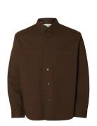 Slhtravis Twill Overshirt Ls Noos Brown Selected