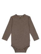 Wool/Bamboo Ls Body Brown Mikk-line