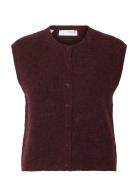 Slflulu Sl Button O-Neck Vest Noos Burgundy Selected