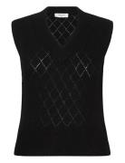 Rwaida Alpaca Sl V-Neck Vest Black Rosemunde