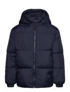 Hood Puffer Coat Navy Mango