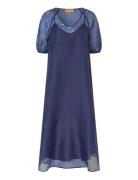 1608 Organza, Puff Sleeve Long Dres Purple STINE GOYA