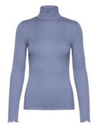 Rwbeatha Silk Ls Rollneck T-Shirt Blue Rosemunde