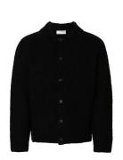 Slhloyd Ls Knit Boucle Polo Cardigan Black Selected