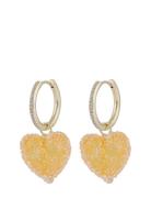 Sugar Hearts Pendant Ear G/Yellow - Gold SNÖ Of Sweden