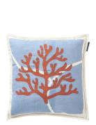 Summer Print/Embroidered Linen/Cotton Pillow Cover Blue Lexington Home