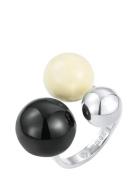 Brea Enamel Ring Ivory/Black/Silver Silver Bud To Rose