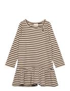 Dress L/S Modal Striped Beige Petit Piao