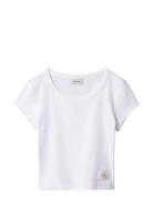 A- Woven Label 2X2 Rib Baby Tee White Calvin Klein Jeans
