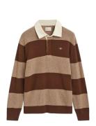 Extrafine Lambswool Striped Polo Brown GANT