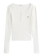 Tjw Slim Sh Irregular Rib Ls White Tommy Jeans