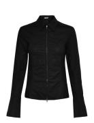 Long-Sleeved Fitted Zip Shirt Black Weekday