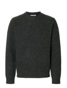 Slhneil Ls Knit Neps Crew Neck Grey Selected