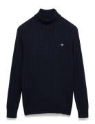Cotton Cable Turtle Neck Navy GANT