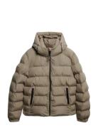 Hooded Sports Puffer Jacket Beige Superdry