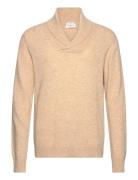 Lambswool L/S Shawl Collar Knit Beige Lindbergh
