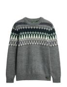 Fairisle Knit Crew Jumper Grey Superdry