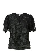 Yasflowering Ss V-Neck Top - D2D Black YAS