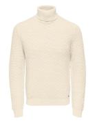 Onskay Reg Roll Neck Knit Cream ONLY & SONS