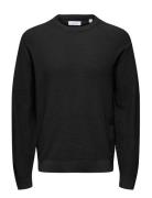 Onstony Ds 12 Ls Waffle Crew Knit Noos Black ONLY & SONS