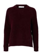 Slflulu Ls Knit O-Neck Noos Burgundy Selected