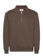 Sweat Polo With Zip L/S Brown Lindbergh
