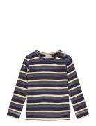 T-Shirt L/S Modal Multi Striped Navy Petit Piao