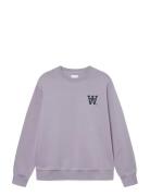 Wwnoel Aa Chest Print Sweatshirt Purple WOOD WOOD