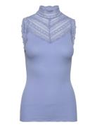 Rwbenita Silk Sl Turtleneck Lace To Blue Rosemunde