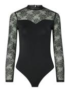 Pcmilly Ls Lace Bodystocking Noos Black Pieces