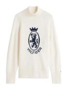 Wool Blend Graphic Mock-Nk Swt White Tommy Hilfiger