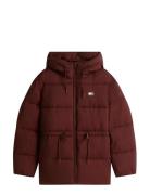 Tjw Hooded Midi Puffer Jacket Burgundy Tommy Jeans
