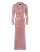 Lorel Sequin Mesh Midi Dress Pink Bardot