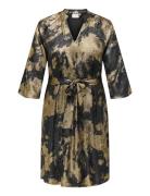 Cardixie 3/4 V-Neck Blk Dress Aop Black ONLY Carmakoma