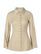 Joan Tailored Fitted Button Shirt Beige Malina