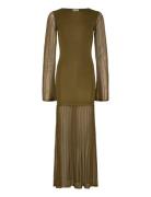 Haisley Sheer Knitted Maxi Dress Khaki Malina