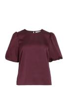 Viellette 2/4 Satin Puff Top - Noos Burgundy Vila
