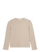 T-Shirt Ls Pointelle Beige En Fant
