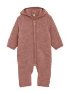 Pram Suit Ears Wool Fleece Red Huttelihut