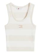 Tjw Crop Stripe Tank Beige Tommy Jeans